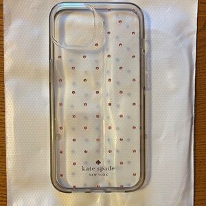 kate spade Gray and Pink rhinestone Polka Dot IPhone 13 Case